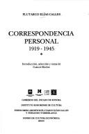 Cover of: Correspondencia personal: 1919-1945