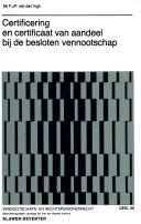 Cover of: Certificering en certificaat van aandeel bij de besloten vennootschap