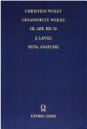 Cover of: Nova anatome, seu idea analytica systematis metaphysici Wolfiani
