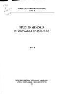 Cover of: Studi in memoria di Giovanni Cassandro.