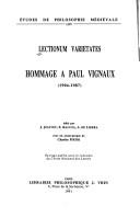 Cover of: Lectionum varietates: hommage à Paul Vignaux, 1904-1987