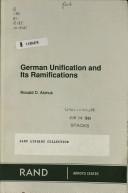 Cover of: German unification and its ramifications