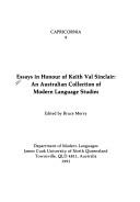 Cover of: Essays in honour of Keith Val Sinclair: an Australian collection of modern language studies