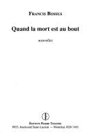 Cover of: Quand la mort est au bout: nouvelles