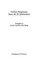 Cover of: Gerhart Hauptmann: Autor des 20. Jahrhunderts
