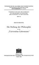 Cover of: Die Stellung der Philosophie in der "Universitas litterarum"