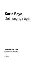 Cover of: hungriga ögat: journalistik 1930-1936 : recensioner och essäer