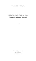 Cover of: Le buone e le cattive maniere by Eduardo Saccone