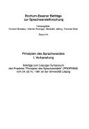 Cover of: Prinzipien des Sprachwandels, I. Vorbereitung: Beiträge zum Leipziger Symposium des Projektes "Prinzipien des Sprachwandels" (PROPRINS) vom 24.-26.10.1991 an der Universität Leipzig