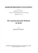 Cover of: Die experimentierende Methode im Recht by Reinhold Zippelius