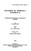 Cover of: Studies in Sinhala literacy by J. B. Disanayaka