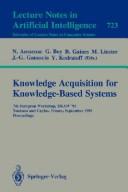 Cover of: Knowledge acquisition for knowledge-based systems: 7th European workshop, EKAW'93, Toulouse and Caylus, France, September 6-10, 1993 : proceedings