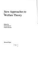 Cover of: New approaches to welfare theory