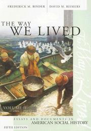 Cover of: The Way We Lived: Essays and Documents in American Social History | 