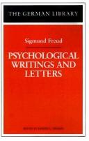 Cover of: Psychological writings and letters