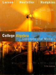 Cover of: College Algebra Concepts and Models