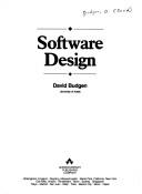 Cover of: Software design