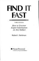 Cover of: Find it fast: how to uncover expert information on any subject