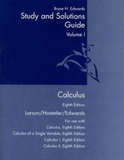 Cover of: Calculus: Study And Solutions Guide Volume 1 Eight Edition