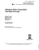 Cover of: Ultrafast pulse generation and spectroscopy: 18-19, 22 January 1993, Los Angeles, California