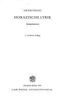 Cover of: Horazische Lyrik by Pöschl, Viktor.