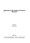 Cover of: Approaches to the analysis of literary discourse by edited by Eija Ventola.