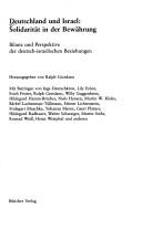 Cover of: Deutschland und Israel, Solidarität in der Bewährung: Bilanz und Perspektive der deutsch-israelischen Beziehungen