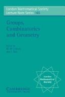 Cover of: Groups, combinatorics & geometry: Durham, 2001
