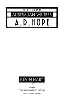 Cover of: A.D. Hope by Kevin Hart