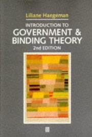 Cover of: Introduction to government and binding theory by Liliane M. V. Haegeman