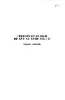 Cover of: L' Europe et le Siam du XVIe au XVIIe siècle: apports culturels