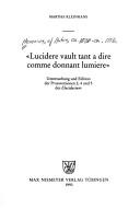 Cover of: Lucidere vault tant a dire comme donnant lumiere by Honorius of Autun, Honorius of Autun