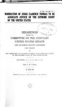 Cover of: Nomination of Judge Clarence Thomas to be Associate Justice of the Supreme Court of the United States by United States. Congress. Senate. Committee on the Judiciary