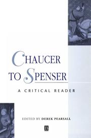 Cover of: Chaucer to Spenser by Derek Albert Pearsall