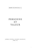 Cover of: Personne et valeur by Joseph de Finance