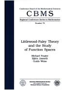Cover of: Littlewood-Paley theory and the study of function spaces by Michael Frazier