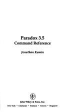 Cover of: Paradox 3.5 command reference by Jonathan Kamin
