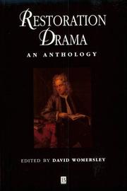 Cover of: Restoration drama: an anthology