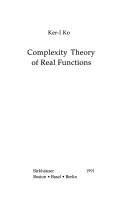 Cover of: Complexity theory of real functions