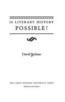 Cover of: Is literary history possible?