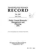 Cover of: Public transit research: management and planning, 1991.