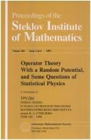 Cover of: Operator theory with a random potential, and some questions of statistical physics: collection of papers