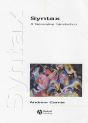 Cover of: Syntax by Andrew Carnie