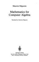 Cover of: Mathematics for computer algebra