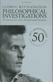 Cover of: Philosophical Investigations by Ludwig Wittgenstein, Anscombe, G. E. M., Elizabeth Anscombe