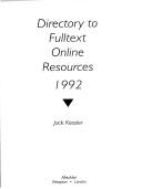 Cover of: Directory to fulltext online resources 1992