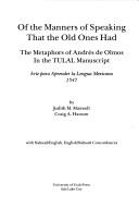 Of the manners of speaking that the old ones had by Judith M. Maxwell