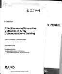 Cover of: Effectiveness of interactive videodisc in army communications training