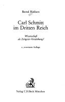 Cover of: Carl Schmitt im Dritten Reich by Bernd Rüthers
