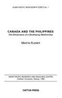Cover of: Canada and the Philippines: the dimensions of a developing relationship
